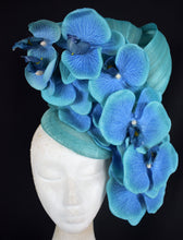 Load image into Gallery viewer, Aqua orchid floral fascinator