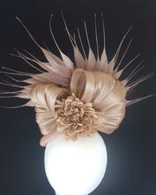 Load image into Gallery viewer, Beige Nude feather floral fascinator