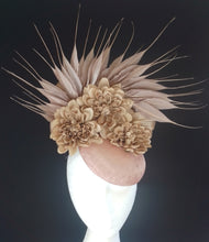 Load image into Gallery viewer, Beige Nude feather floral fascinator