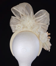 Load image into Gallery viewer, Cream floral crown fascinator