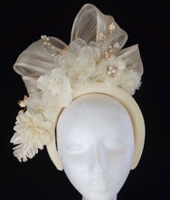 Load image into Gallery viewer, Cream floral crown fascinator