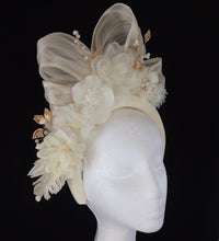 Load image into Gallery viewer, Cream floral crown fascinator