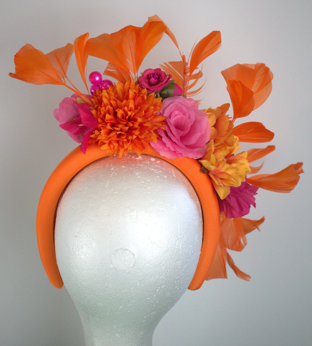 Fuchsia and orange floral headband Beautiful Fascinators