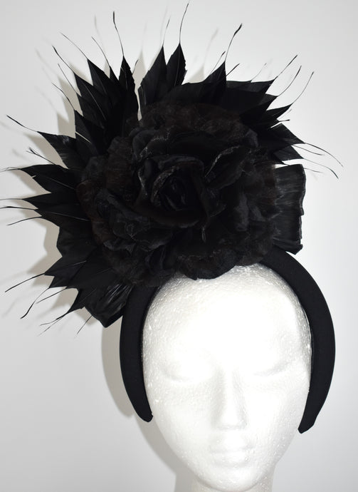 Black floral headband