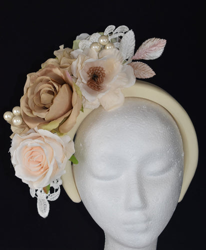 Beige nude cream floral headband