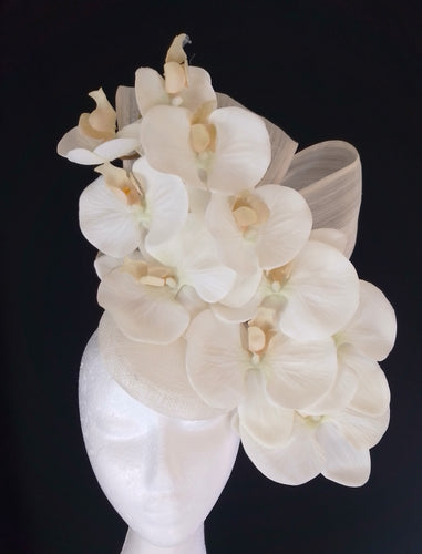 Cream ivory orchid floral fascinator