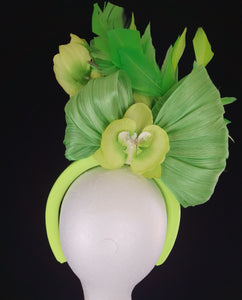 Lime green floral headband