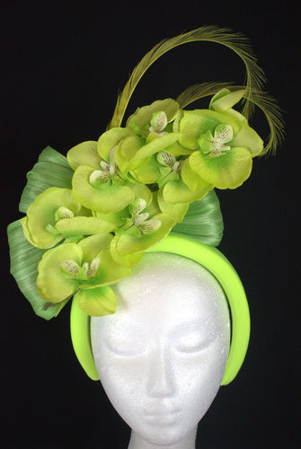 Lime green floral headband
