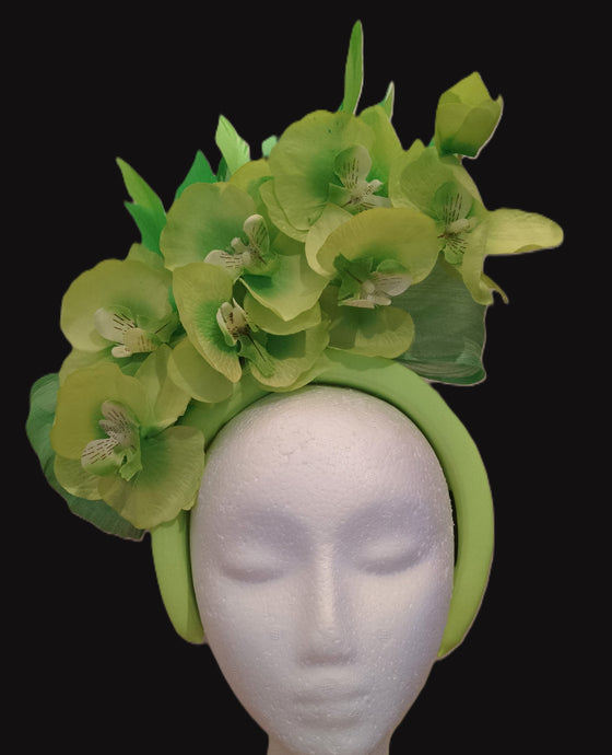 Lime green floral headband
