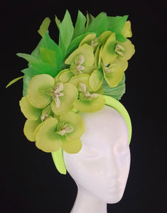 Lime green floral headband