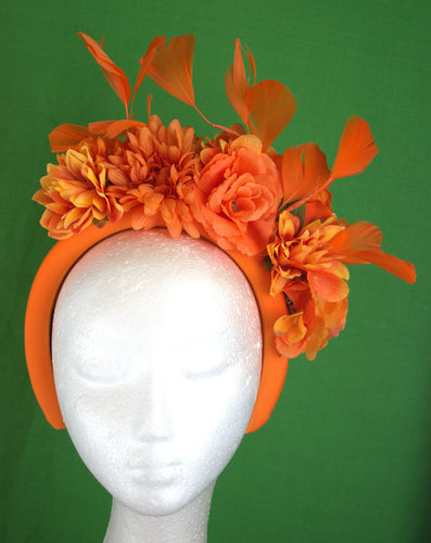 Orange floral fascinator