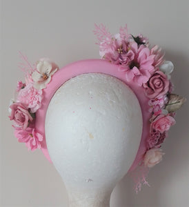 Pale pink and cream floral crown fascinator