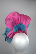 Load image into Gallery viewer, Aqua and hot pink orchid floral fascinator