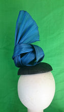 Load image into Gallery viewer, Blue and black silk twist with jewel fascinator