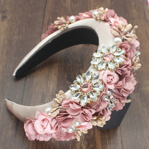Pink and gold floral headband