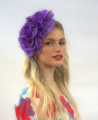 Purple floral crown fascinator
